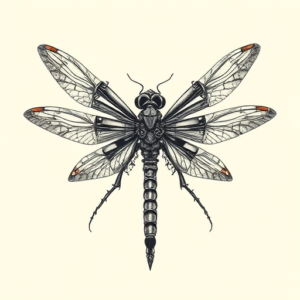 Biomechanical Dragonfly Tattoo