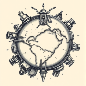 Biomechanical Earth Tattoo