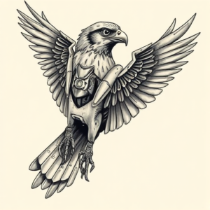 Biomechanical Falcon Tattoo