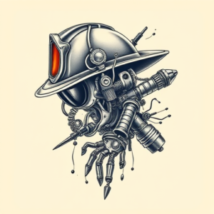 Biomechanical Firefighter Tattoo