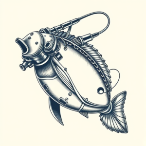 Biomechanical Fishing Tattoo
