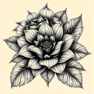 Biomechanical Floral Tattoo