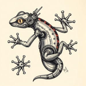 Biomechanical Gecko Tattoo
