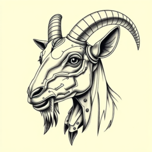 Biomechanical Goat Tattoo