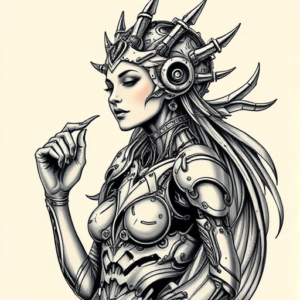 Biomechanical Goddess Tattoo