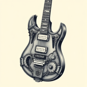 Biomechanical Guitar Tattoo