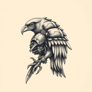 Biomechanical Hawk Tattoo