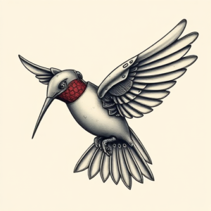 Biomechanical Hummingbird Tattoo
