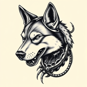 Biomechanical Husky Tattoo