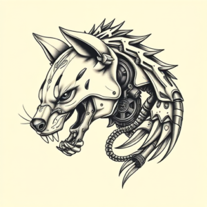 Biomechanical Hyena Tattoo