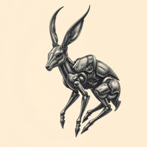 Biomechanical Jackalope Tattoo