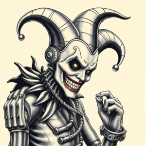 Biomechanical Jester Tattoo