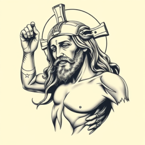 Biomechanical Jesus Tattoo