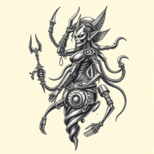 Biomechanical Kali Tattoo