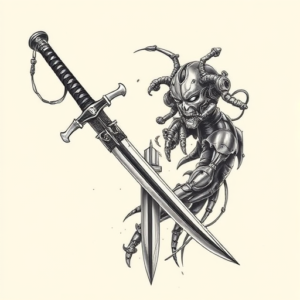 Biomechanical Katana Tattoo