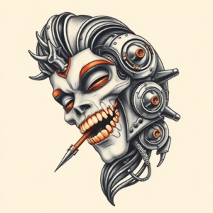 Biomechanical Kiss Tattoo