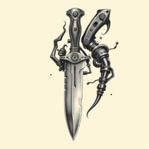 Biomechanical Knife Tattoo