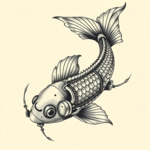 Biomechanical Koi Tattoo