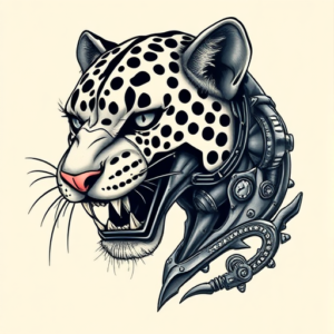 Biomechanical Leopard Tattoo