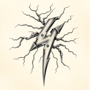 Biomechanical Lightning Tattoo