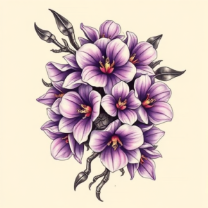 Biomechanical Lilac Tattoo