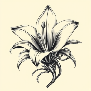 Biomechanical Lily Tattoo
