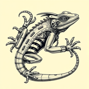 Biomechanical Lizard Tattoo