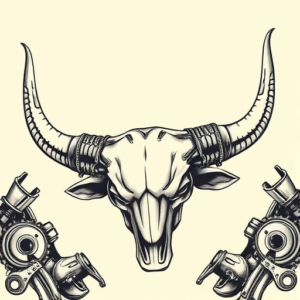 Biomechanical Longhorn Tattoo