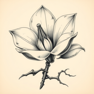 Biomechanical Magnolia Tattoo