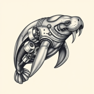 Biomechanical Manatee Tattoo