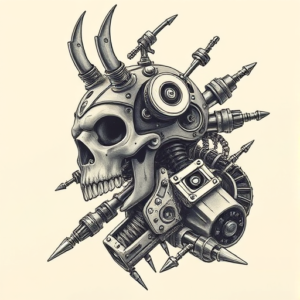 Biomechanical Mictlantecuhtli Tattoo