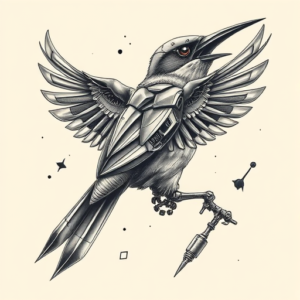 Biomechanical Mockingbird Tattoo