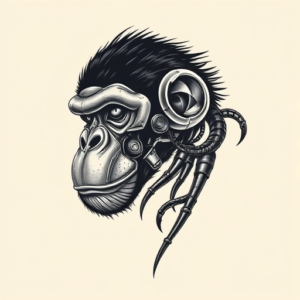 Biomechanical Monkey Tattoo