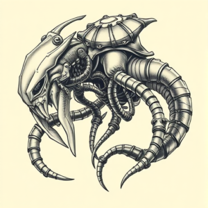 Biomechanical Monstera Tattoo