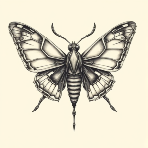 Biomechanical Moth Tattoo