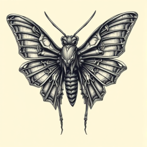 Biomechanical Mothman Tattoo