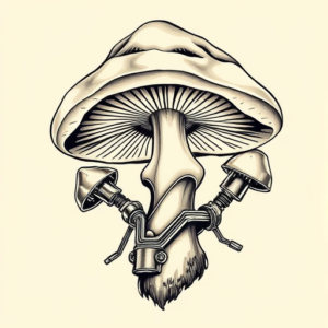 Biomechanical Mushroom Tattoo