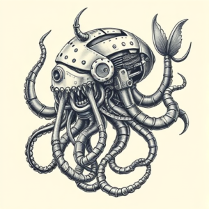 Biomechanical Ocean Tattoo