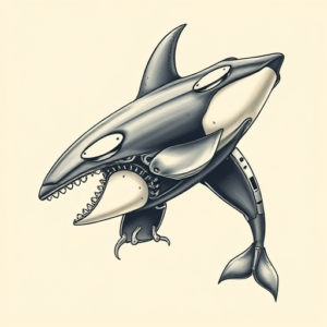 Biomechanical Orca Tattoo