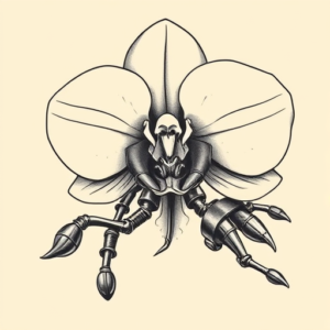 Biomechanical Orchid Tattoo