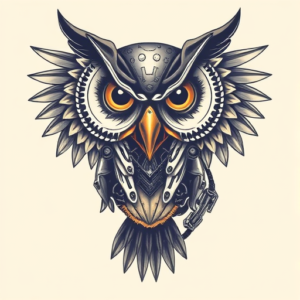 Biomechanical Owl Tattoo