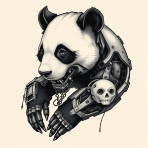 Biomechanical Panda Tattoo