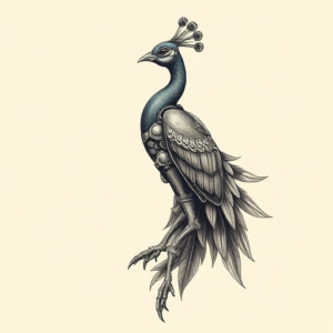Biomechanical Peacock Tattoo
