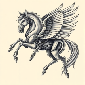 Biomechanical Pegasus Tattoo