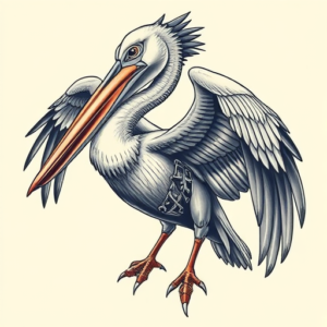 Biomechanical Pelican Tattoo