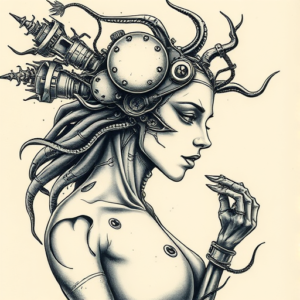 Biomechanical Persephone Tattoo