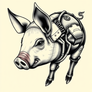 Biomechanical Pig Tattoo