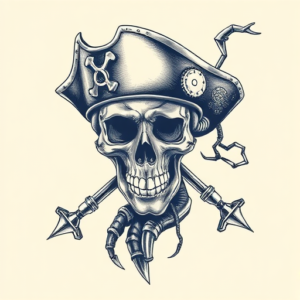 Biomechanical Pirate Tattoo