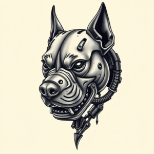 Biomechanical Pitbull Tattoo