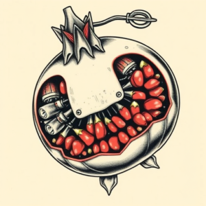Biomechanical Pomegranate Tattoo
